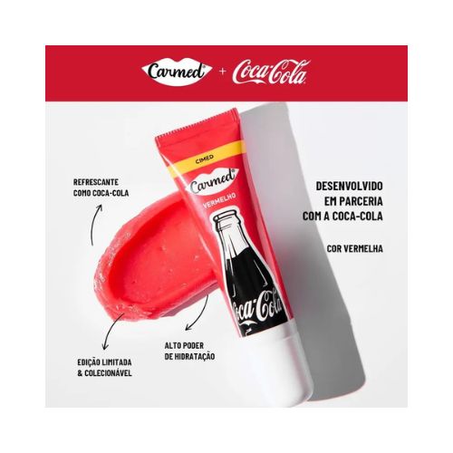 Carmed Coca-Cola Vermelho Hidratante Labial com cor