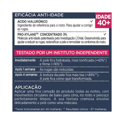 L'oreal Creme Rosto Revitalift Laser Intensivo Anti-idade Noite Utilização