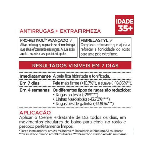 L'oreal Creme Rosto Revitalift Cuidado Dia Antirrugas Utilização