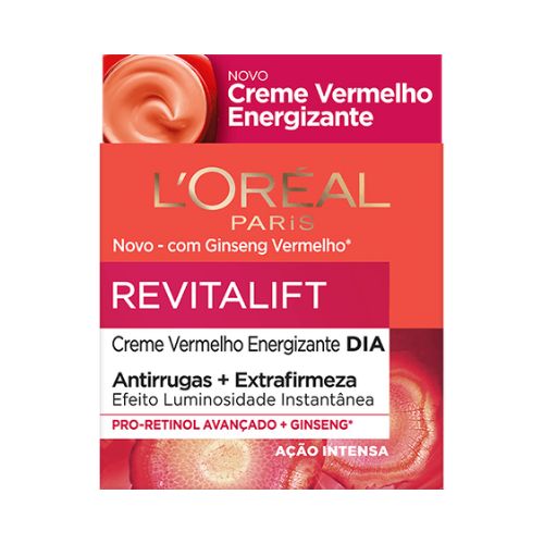 L'oreal Creme Vermelho Rosto Revitalift Cuidado Dia Energizante Antirrugas 50ml