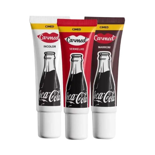 Carmed Coca-Cola Kit Hidratante Labial 3x10G incolor, marrom e vermelho