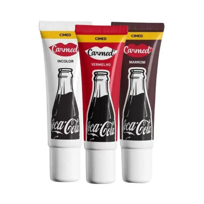 Carmed Coca-Cola Kit Hidratante Labial 3x10G incolor, marrom e vermelho